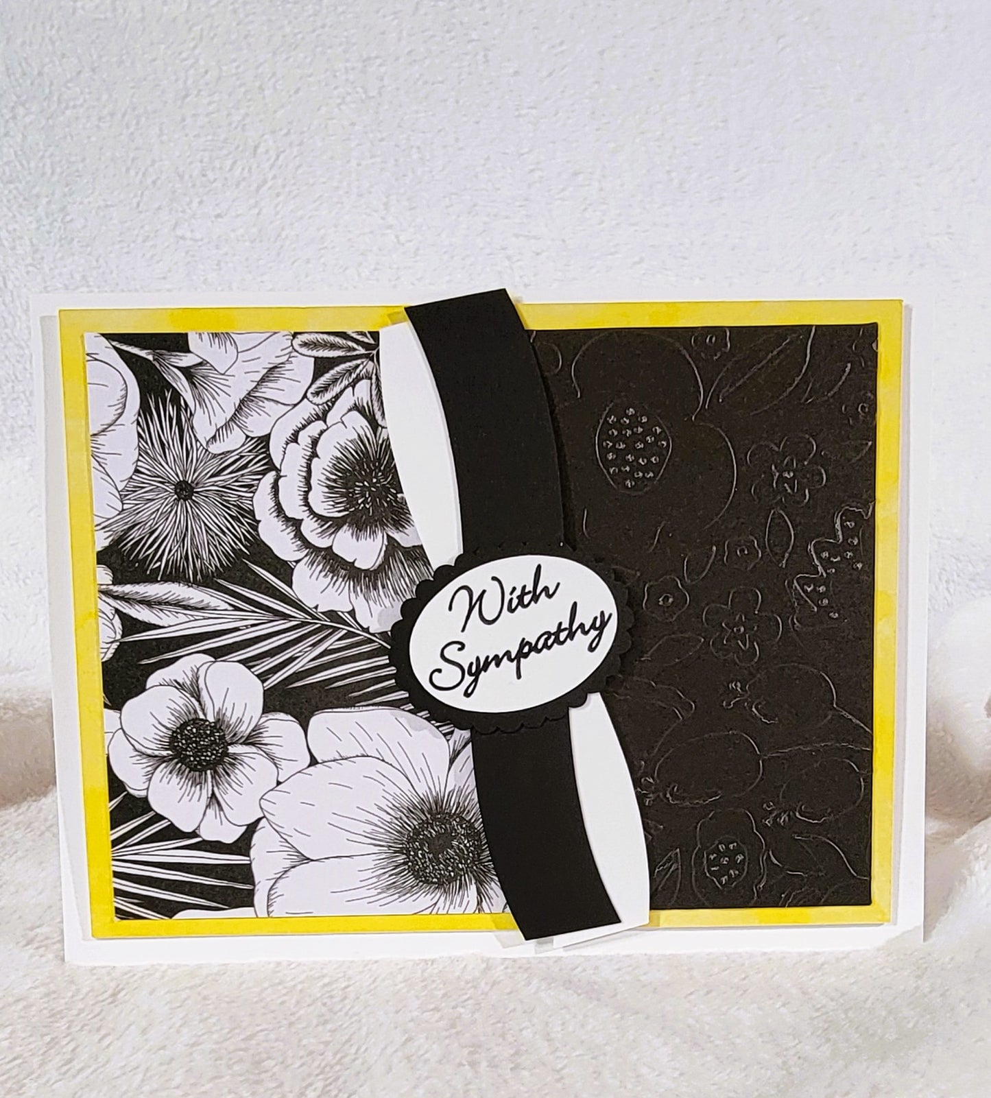 SYMPATHY EMBOSSED YELLOW TRIM GREETING CARD