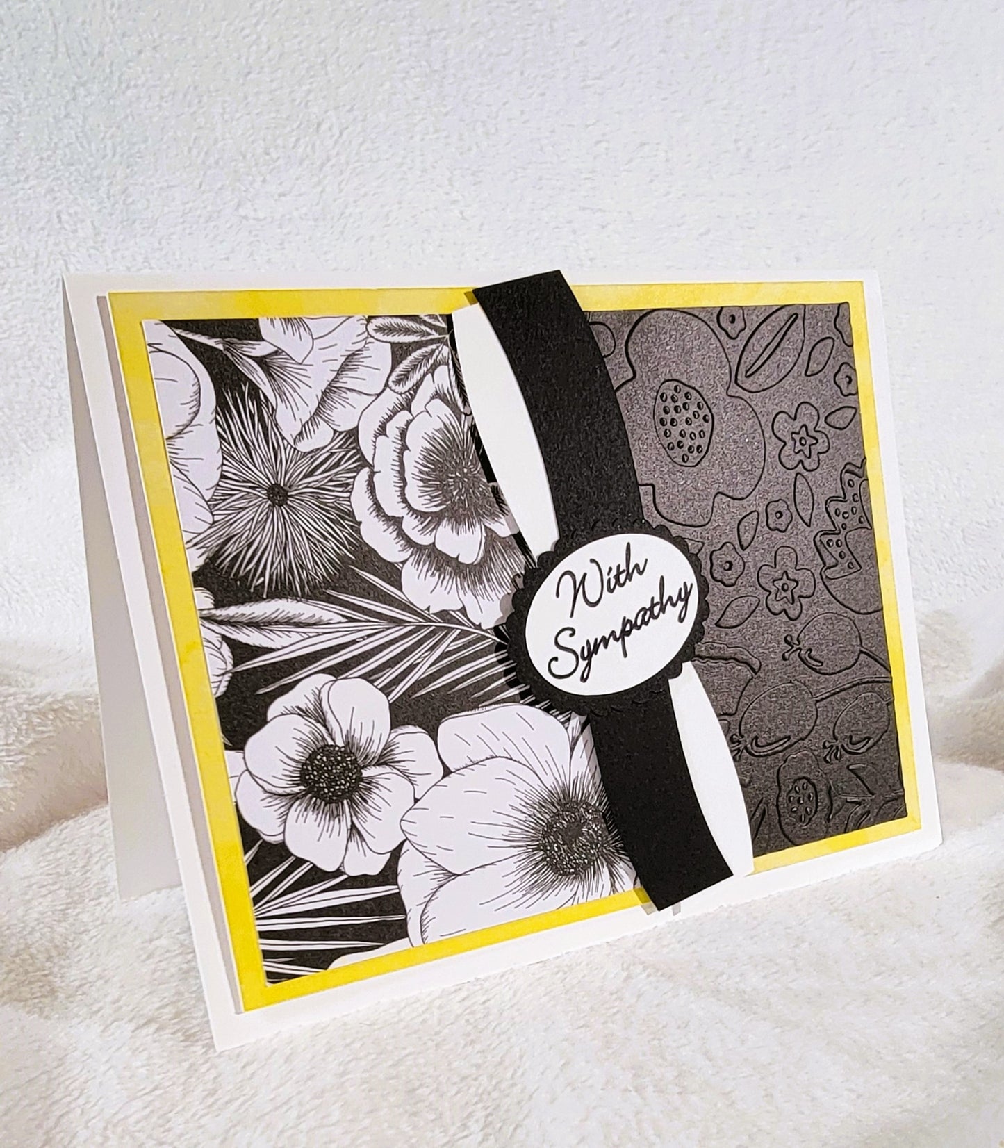 SYMPATHY EMBOSSED YELLOW TRIM GREETING CARD