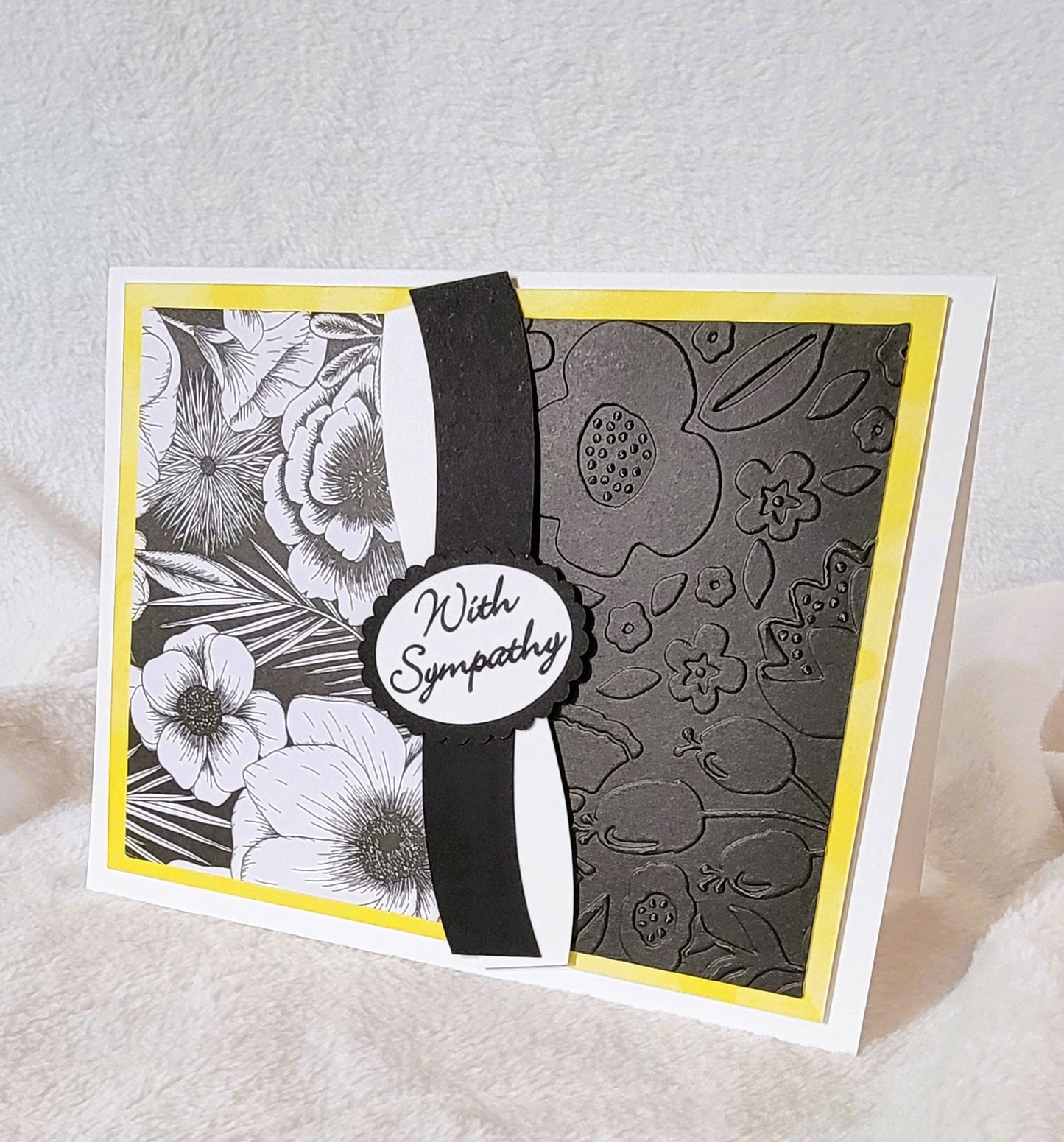 SYMPATHY EMBOSSED YELLOW TRIM GREETING CARD